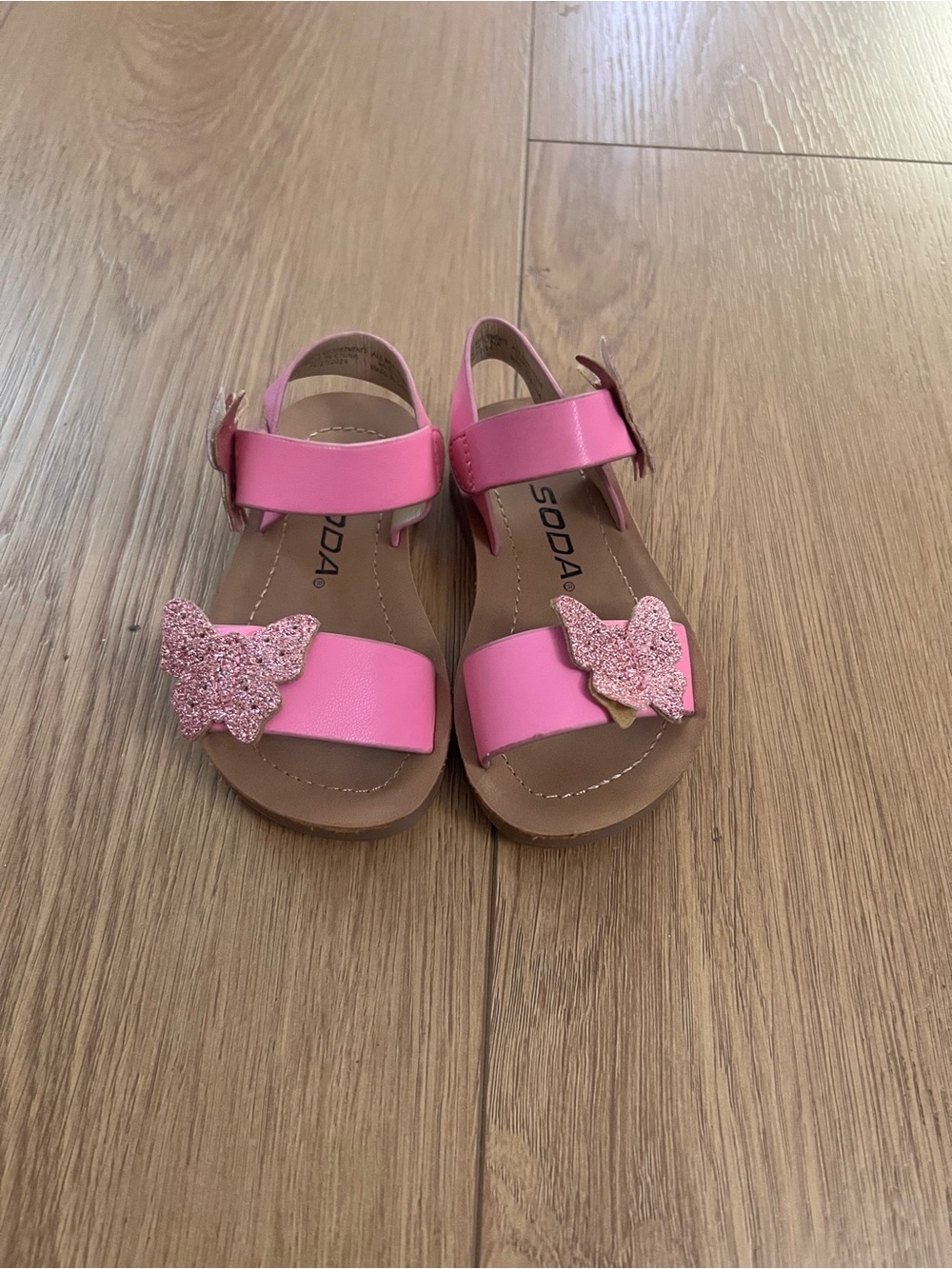 Soda Kids Pink Glitter Butterfly Sandals